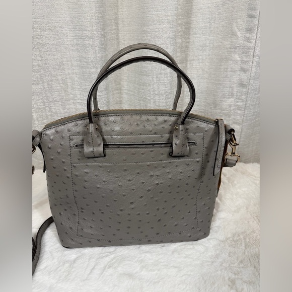 Dooney & Bourke Gray Ostrich Leather Satchel Crossbody Bag Purse - Picture 6 of 12